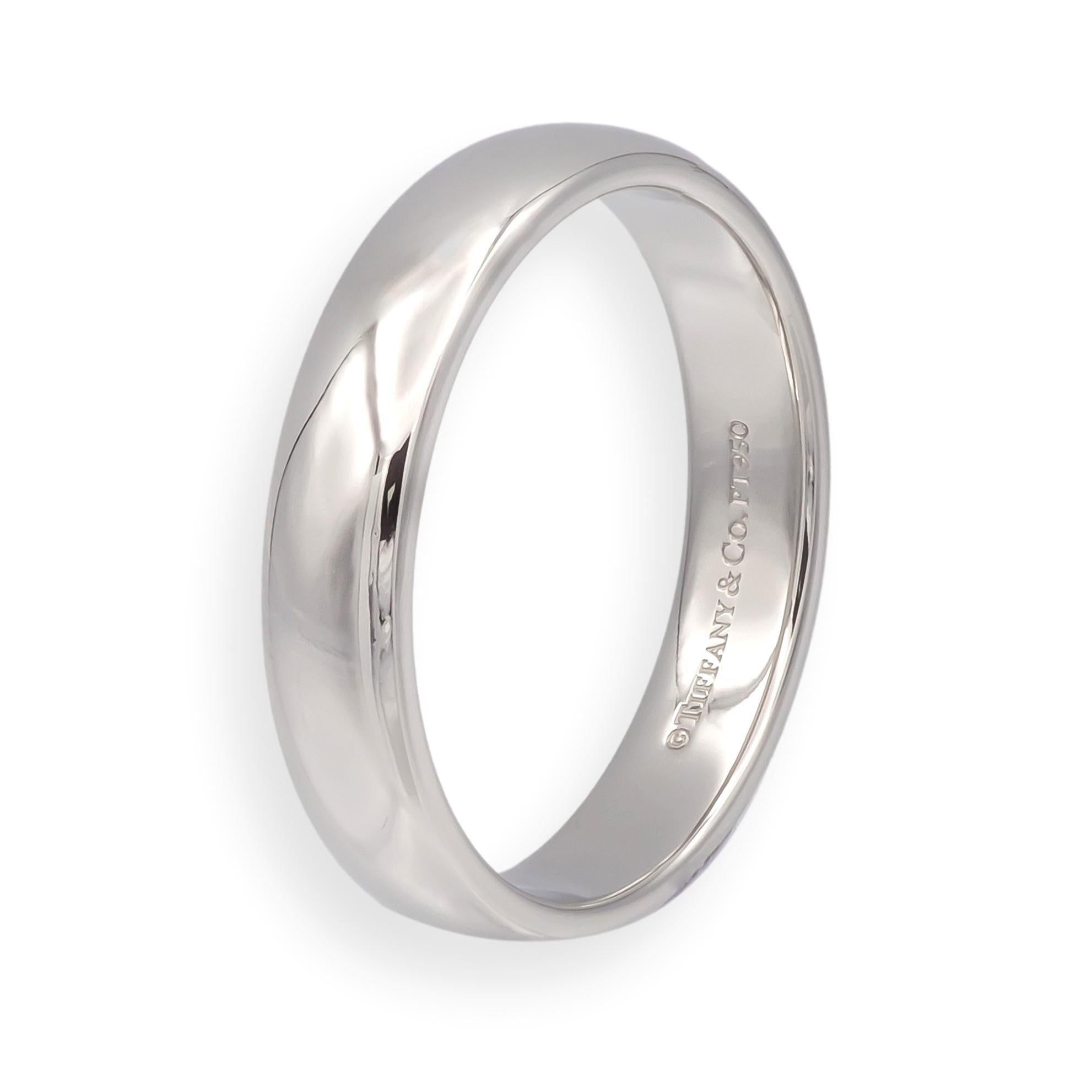 Tiffany & Co. Forever Platinum 4.4mm Wedding Band Ring Size 8.5