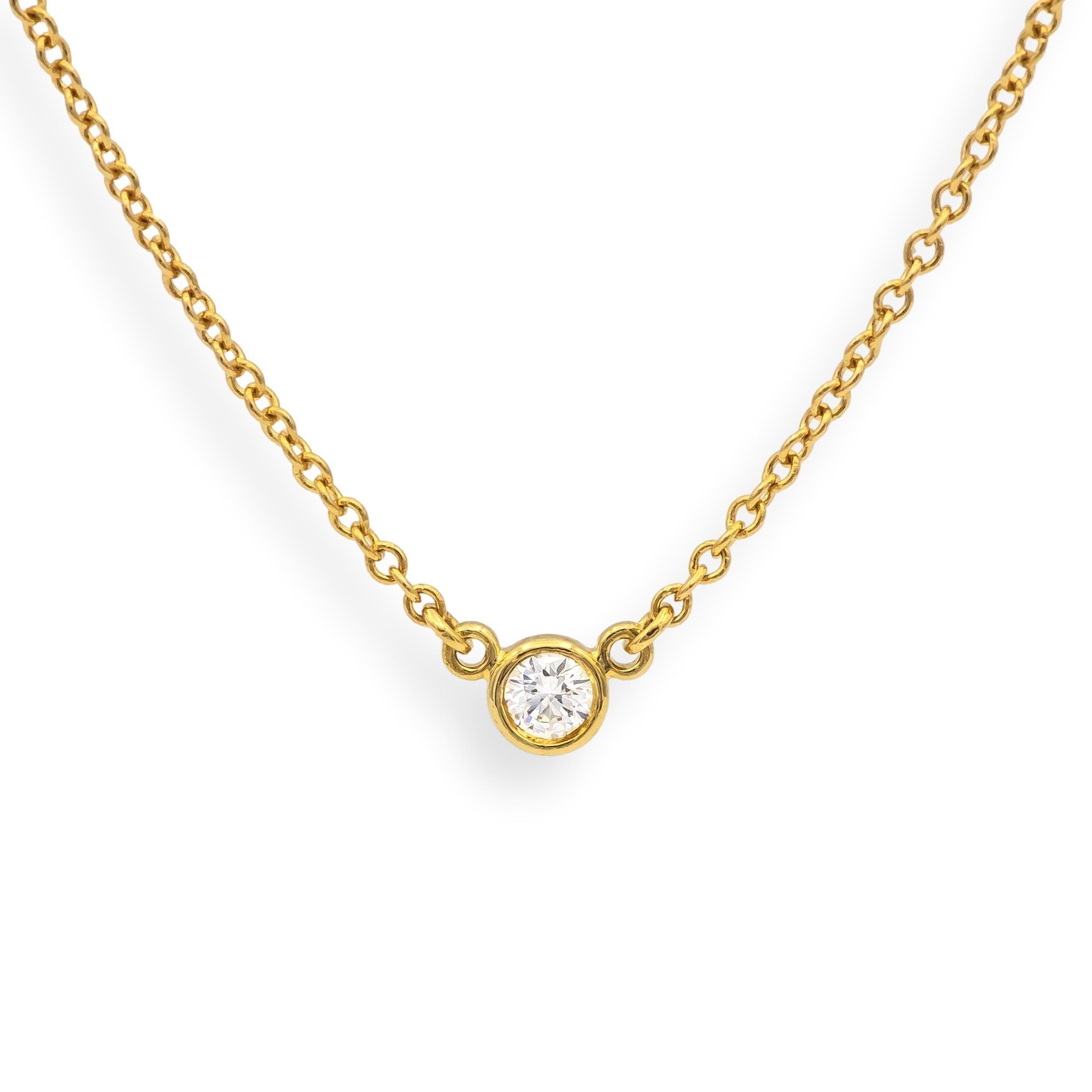 Tiffany & Co. 18KY Peretti Bezel Diamond by the Yard Necklace 16