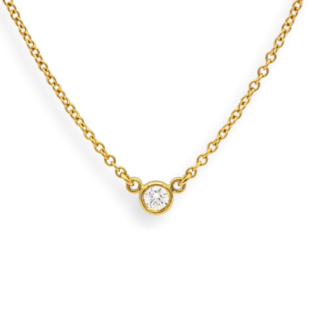 Tiffany & Co. 18KY Peretti Bezel Diamond by the Yard Necklace 16" .05ct F VS1
