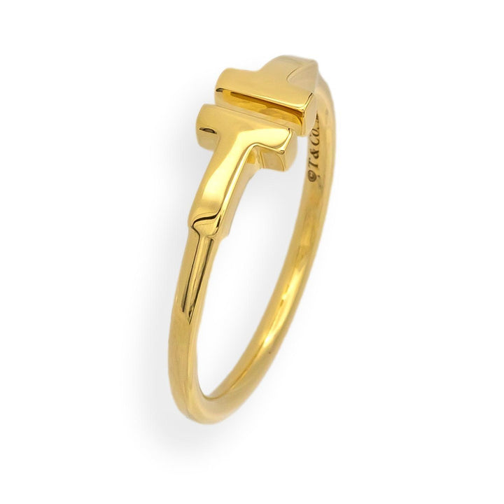 Tiffany & Co. 18K Yellow Gold T Wire Ring Size 6.5 with receipt