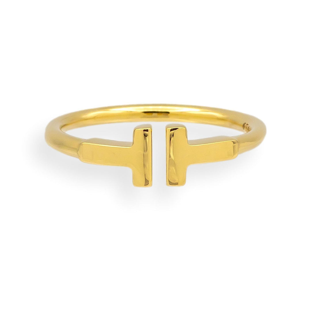Tiffany & Co. 18K Yellow Gold T Wire Ring Size 6.5 with receipt