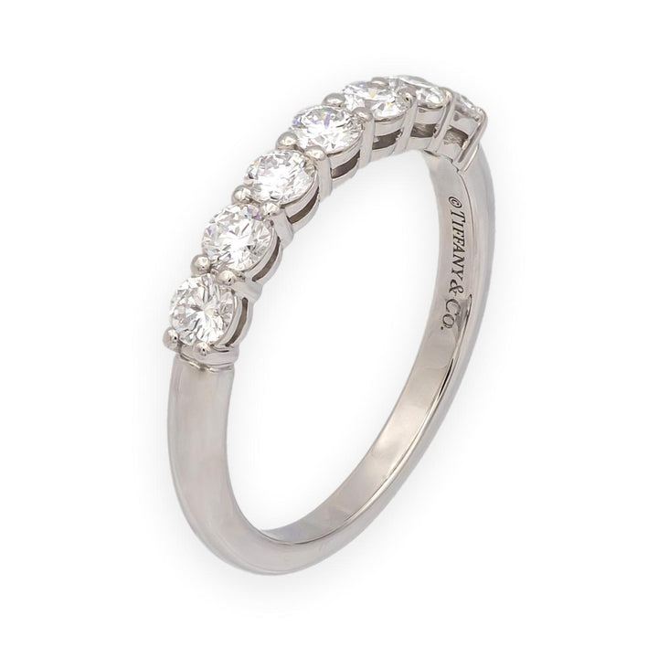 Tiffany & Co. Platinum 7 Stone Forever Half Circle Diamond Band Ring .57ct TW