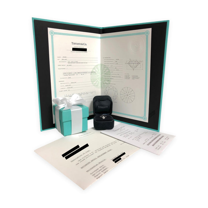 Tiffany & Co. Platinum .84 ct F VS1 Round Diamond Solitaire Engagement Ring