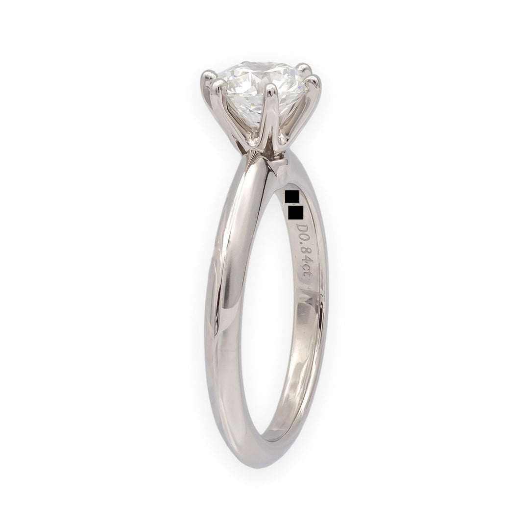 Tiffany & Co. Platinum .84 ct F VS1 Round Diamond Solitaire Engagement Ring