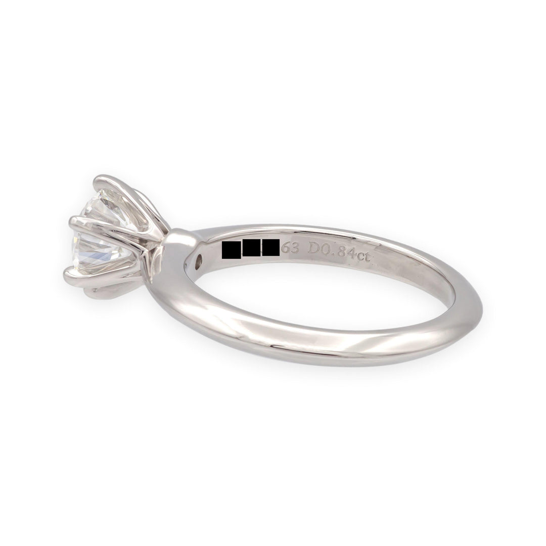 Tiffany & Co. Platinum .84 ct F VS1 Round Diamond Solitaire Engagement Ring
