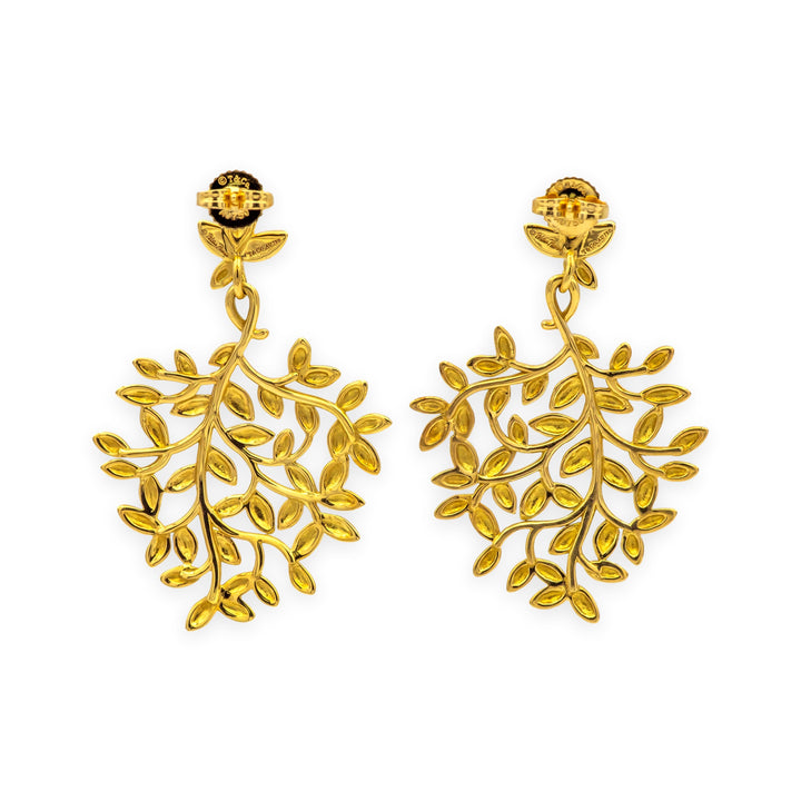 Tiffany & Co. Paloma Picasso 18K Yellow Gold Olive Leaf Large Drop Earrings