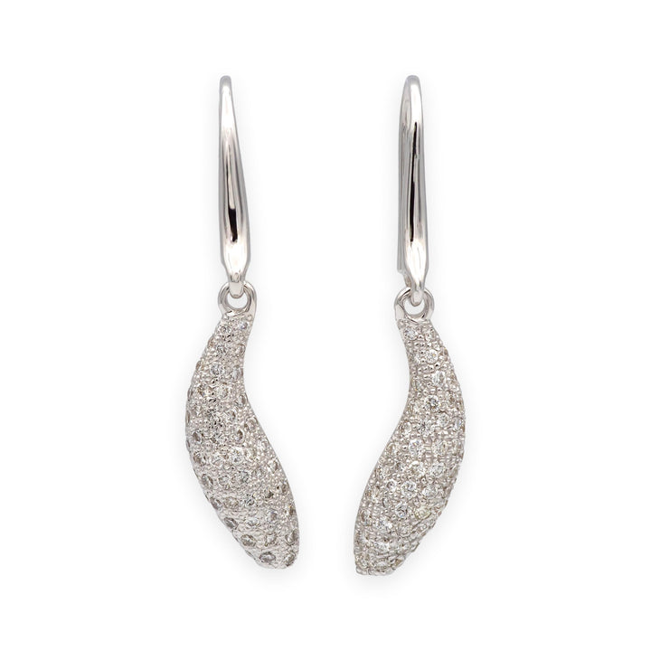 Tiffany & Co. Frank Gehry 18K White Gold Fish Diamond Pave Earrings