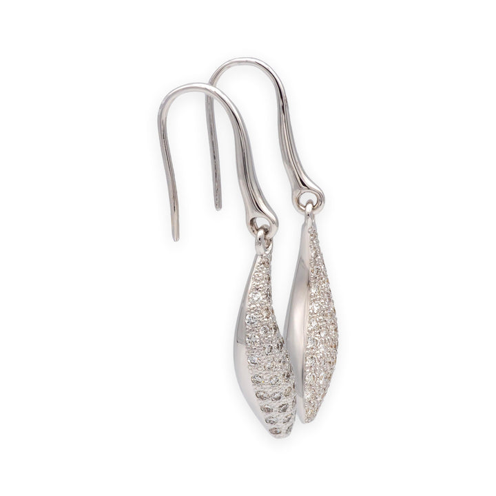 Tiffany & Co. Frank Gehry 18K White Gold Fish Diamond Pave Earrings