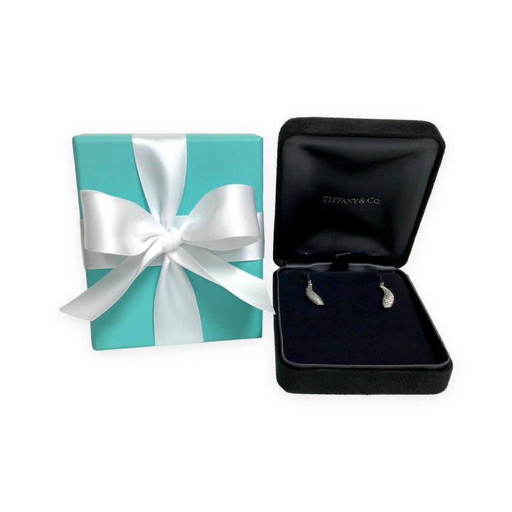Tiffany & Co. Frank Gehry 18K White Gold Fish Diamond Pave Earrings
