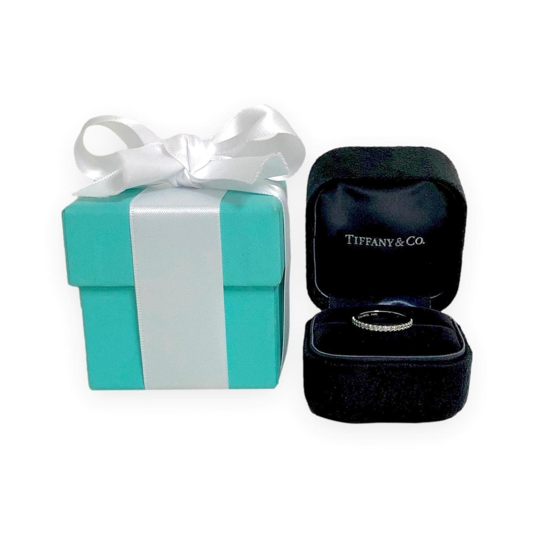 Tiffany & Co. Platinum Half CIrcle Soleste Diamond Band Ring Size 4.75