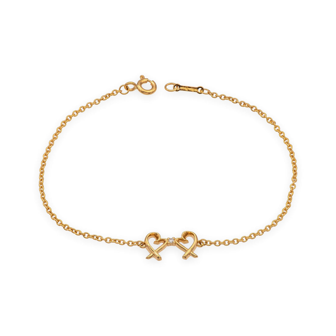 Tiffany & Co. Paloma Picasso 18K Rose Gold Double Loving Heart Bracelet 7"
