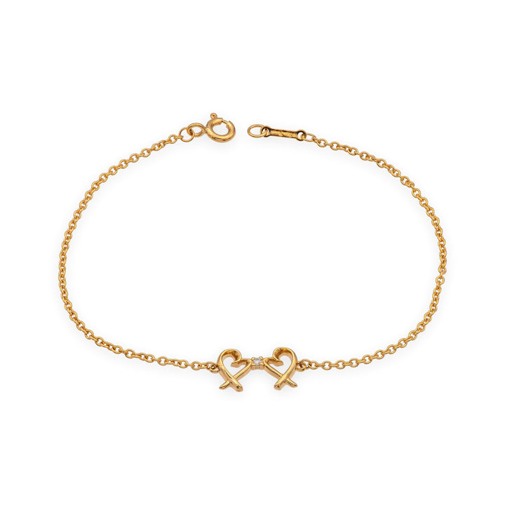 Tiffany & Co. Paloma Picasso 18K Rose Gold Double Loving Heart Bracelet 7"