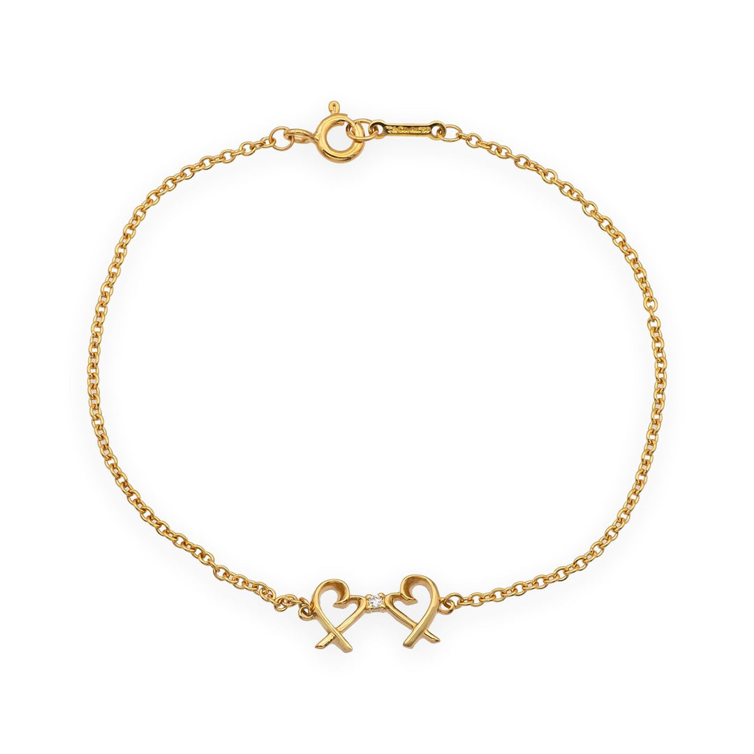 Tiffany & Co. Paloma Picasso 18K Rose Gold Double Loving Heart Bracelet 7"