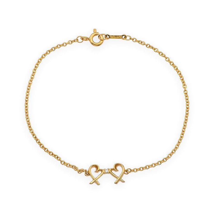 Tiffany & Co. Paloma Picasso 18K Rose Gold Double Loving Heart Bracelet 7"
