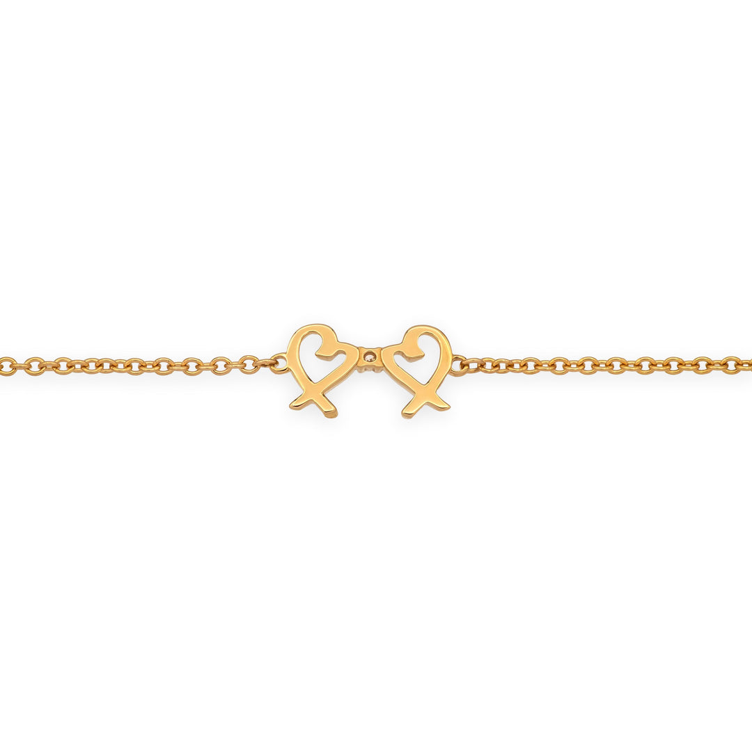 Tiffany & Co. Paloma Picasso 18K Rose Gold Double Loving Heart Bracelet 7"