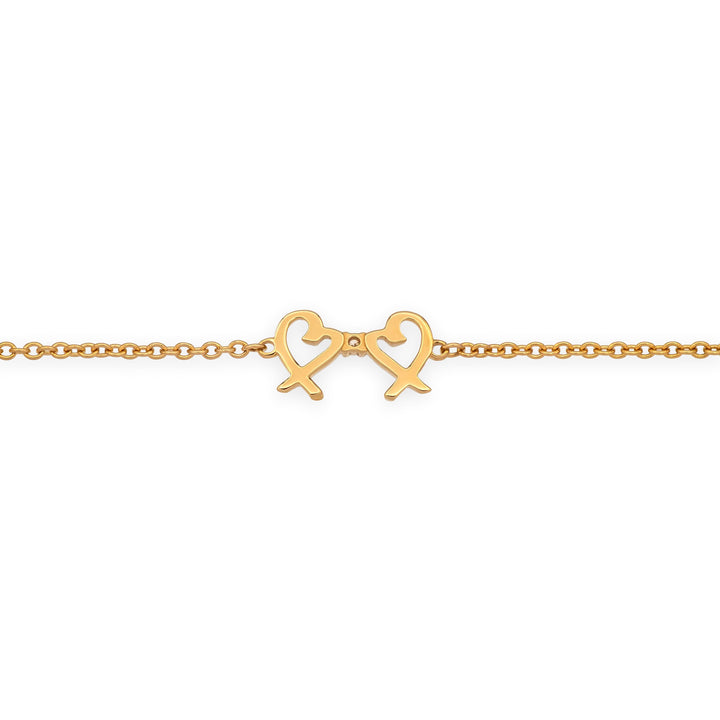 Tiffany & Co. Paloma Picasso 18K Rose Gold Double Loving Heart Bracelet 7"