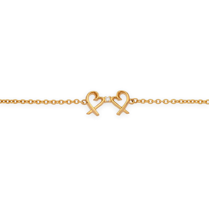 Tiffany & Co. Paloma Picasso 18K Rose Gold Double Loving Heart Bracelet 7"