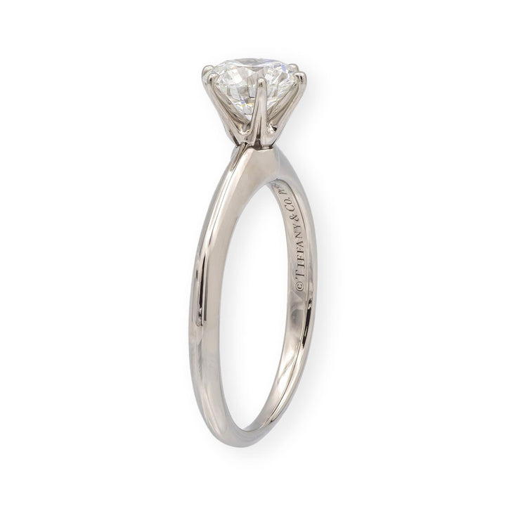Tiffany & Co. Platinum .97 ct F VVS2 Round Diamond Solitaire Engagement Ring