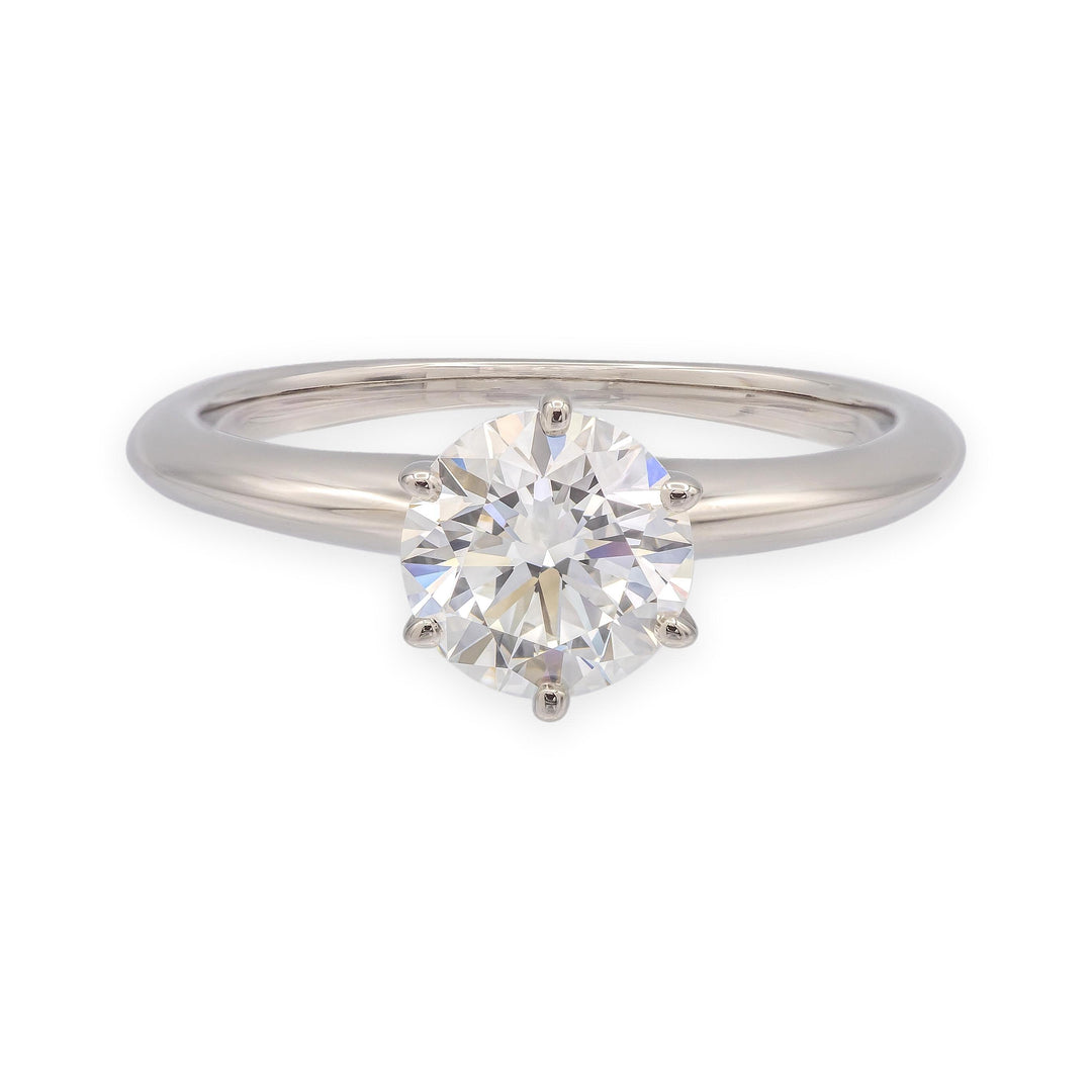 Tiffany & Co. Platinum .97 ct F VVS2 Round Diamond Solitaire Engagement Ring