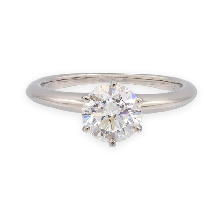 Tiffany & Co. Platinum .97 ct F VVS2 Round Diamond Solitaire Engagement Ring