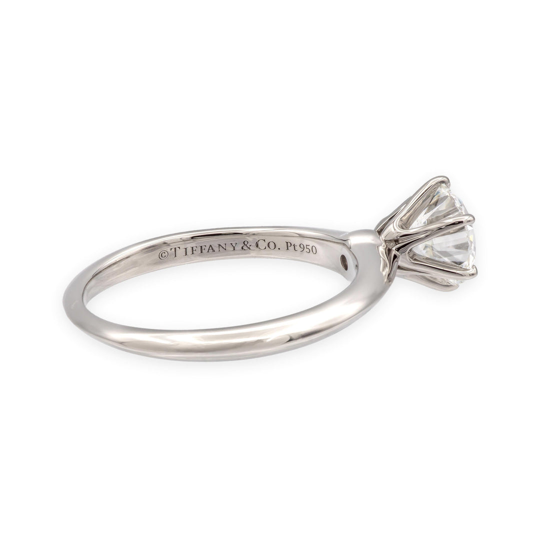 Tiffany & Co. Platinum .97 ct F VVS2 Round Diamond Solitaire Engagement Ring