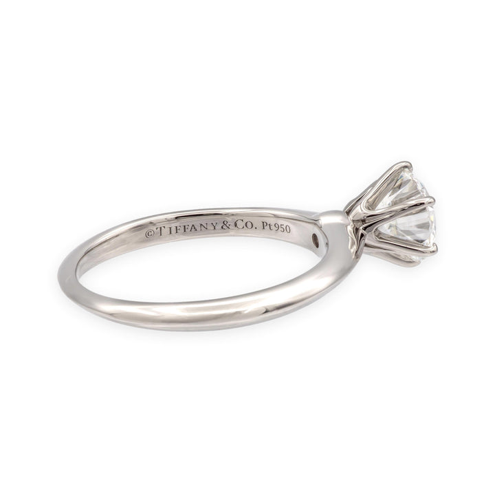 Tiffany & Co. Platinum .97 ct F VVS2 Round Diamond Solitaire Engagement Ring