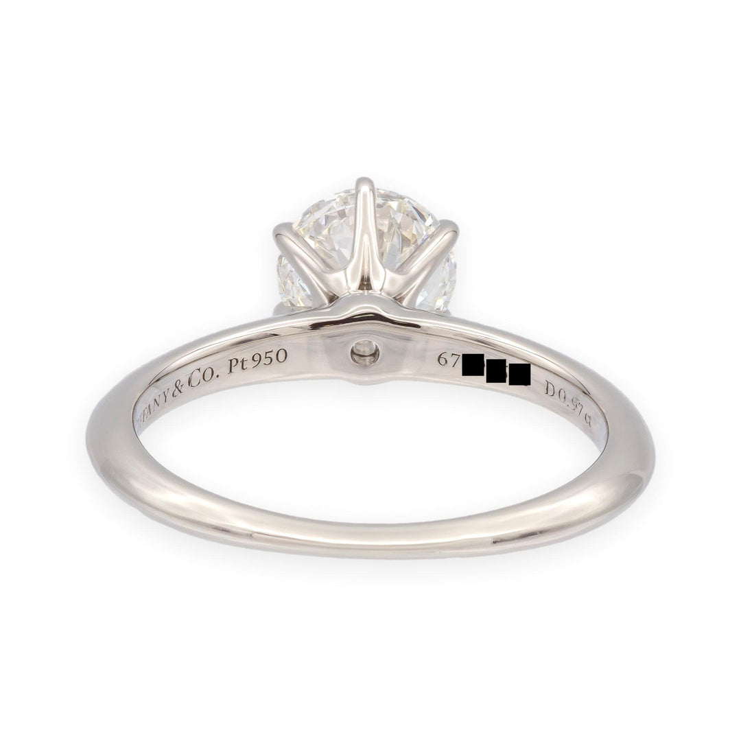 Tiffany & Co. Platinum .97 ct F VVS2 Round Diamond Solitaire Engagement Ring