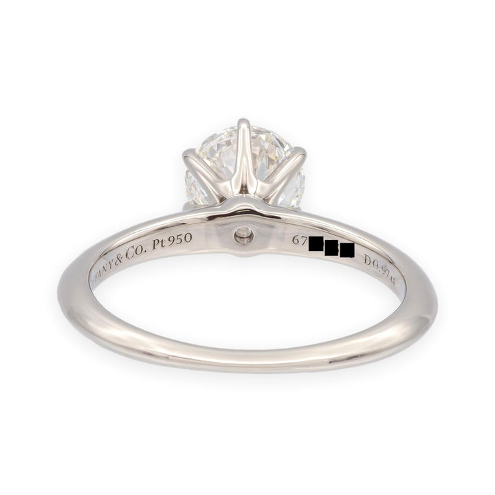 Tiffany & Co. Platinum .97 ct F VVS2 Round Diamond Solitaire Engagement Ring