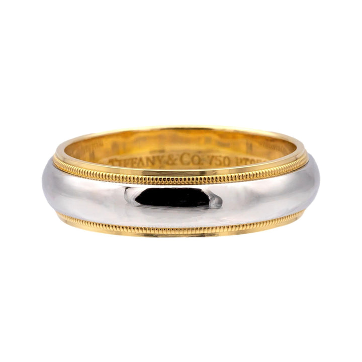 Tiffany & Co. Platinum 18K Together Double Millgrain 6mm Mens Band Ring Sz 11.75