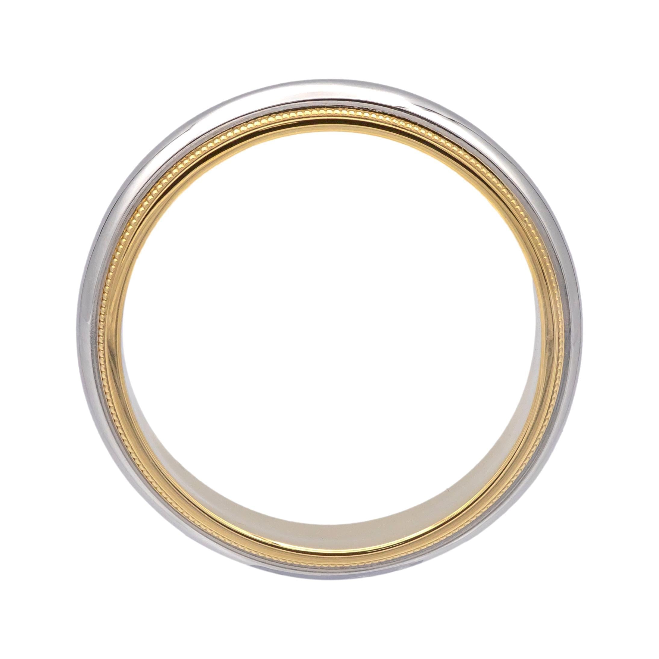 Tiffany & Co. Platinum 18K Together Double Millgrain 6mm Mens Band