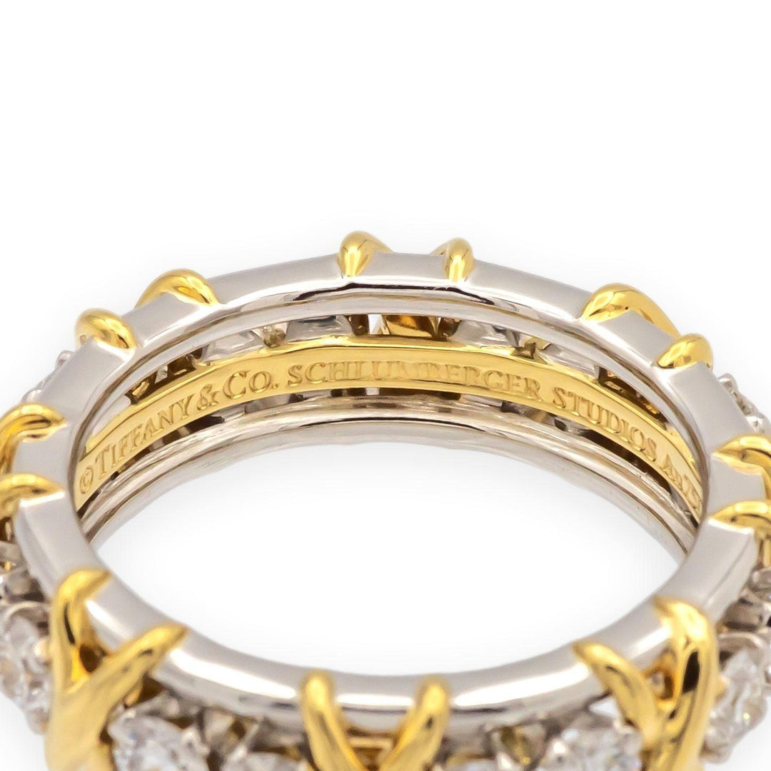Tiffany & Co. Schlumberger 16-Stone Platinum & 18K Diamond Ring 1.14ct Size 5
