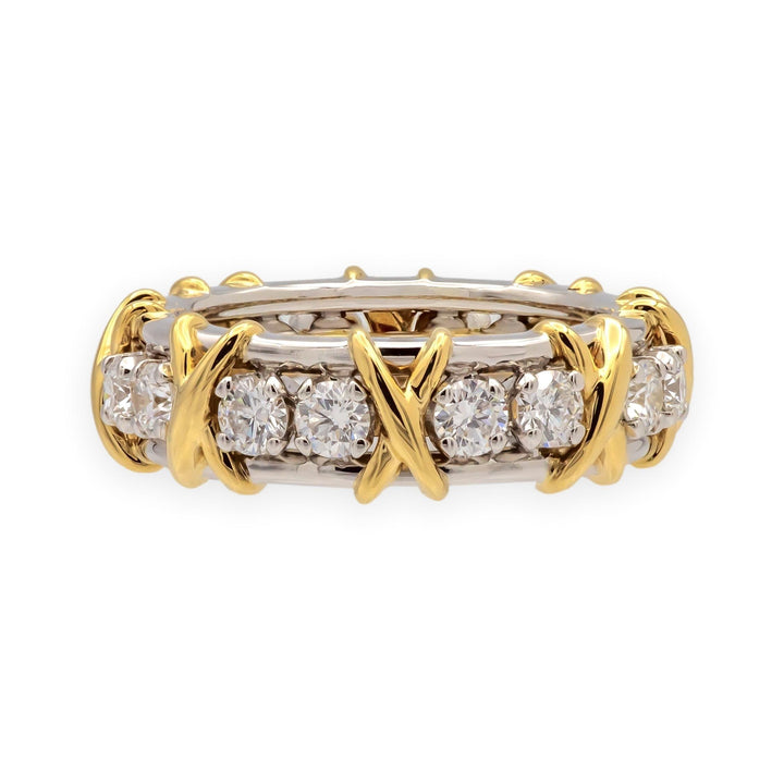 Tiffany & Co. Schlumberger 16-Stone Platinum & 18K Diamond Ring 1.14ct Size 5