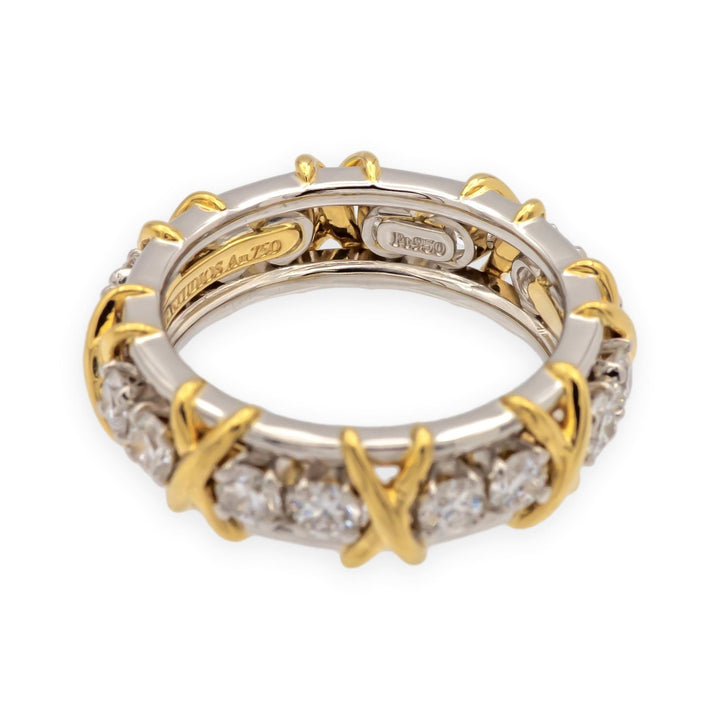 Tiffany & Co. Schlumberger 16-Stone Platinum & 18K Diamond Ring 1.14ct Size 5