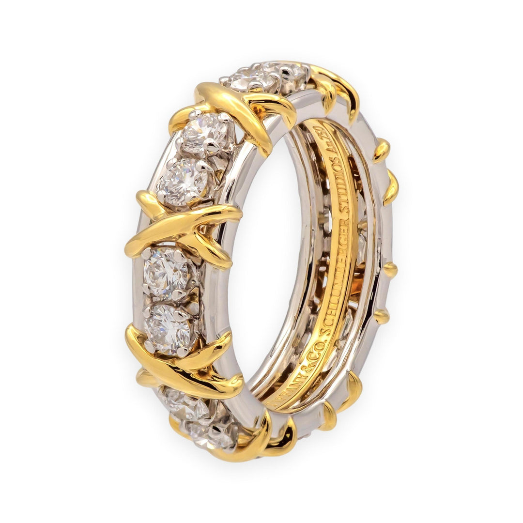 Tiffany & Co. Schlumberger 16-Stone Platinum & 18K Diamond Ring 1.14ct Size 5