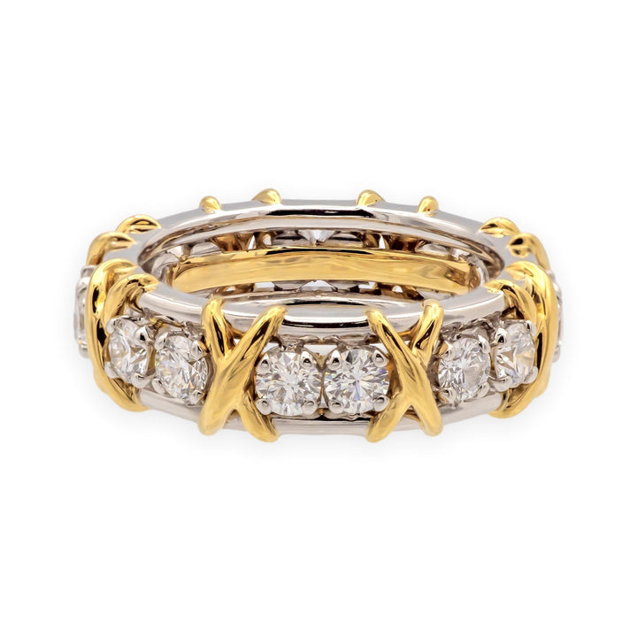 Tiffany & Co. Schlumberger 16-Stone Platinum & 18K Diamond Ring 1.14ct Size 5