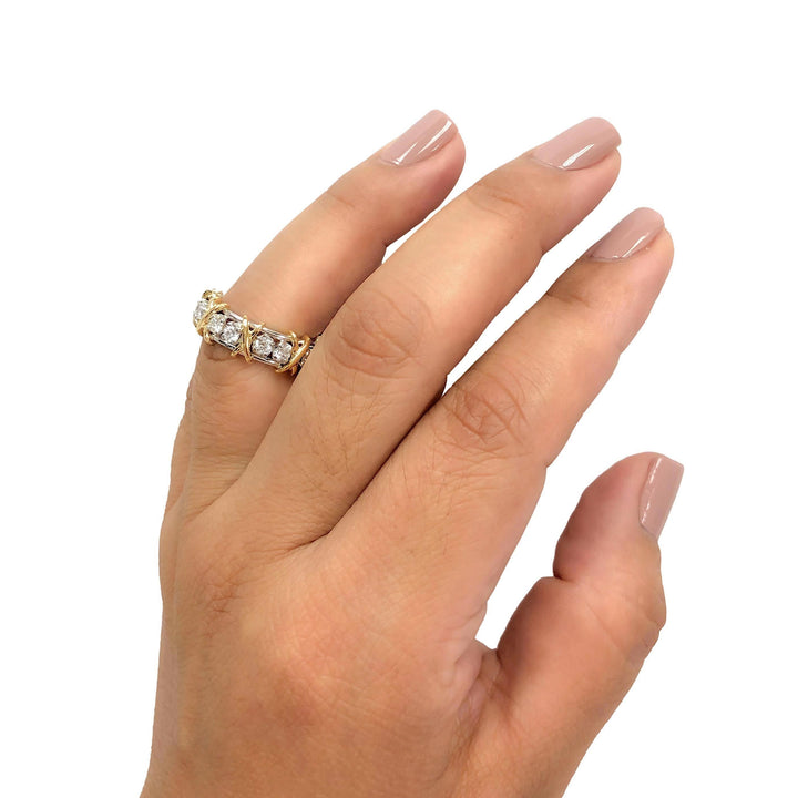 Tiffany & Co. Schlumberger 16-Stone Platinum & 18K Diamond Ring 1.14ct Size 5
