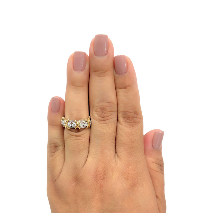 Tiffany & Co. Schlumberger 16-Stone Platinum & 18K Diamond Ring 1.14ct Size 5