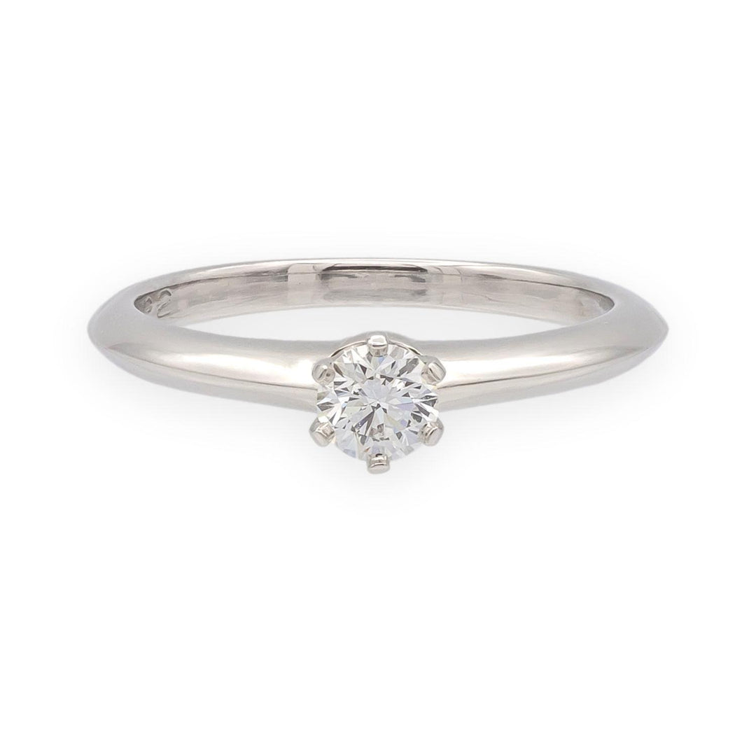 Vintage Tiffany & Co. Platinum 0.22ct G VS2 Diamond Solitaire Engagement Ring