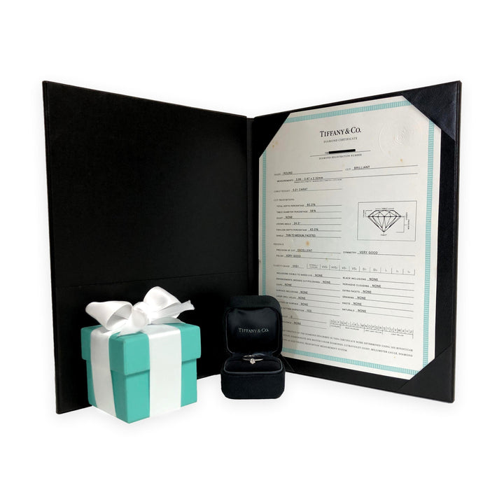 Tiffany & Co. Platinum .21 ct D VVS1 Round Diamond Solitaire Engagement Ring