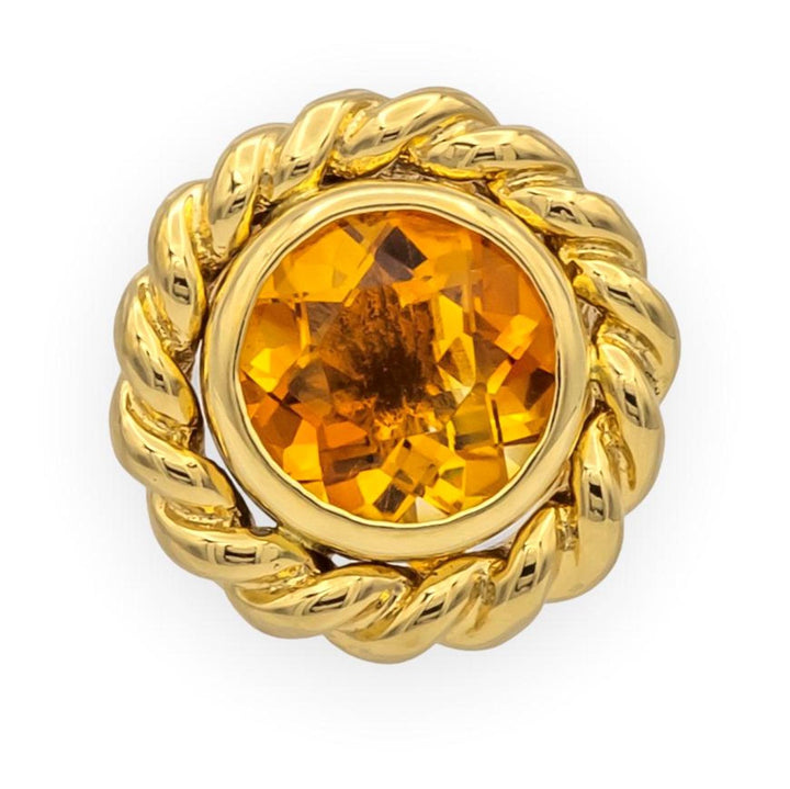 Vintage Tiffany & Co. 18K Yellow Gold Round Madeira Citrine Pendant