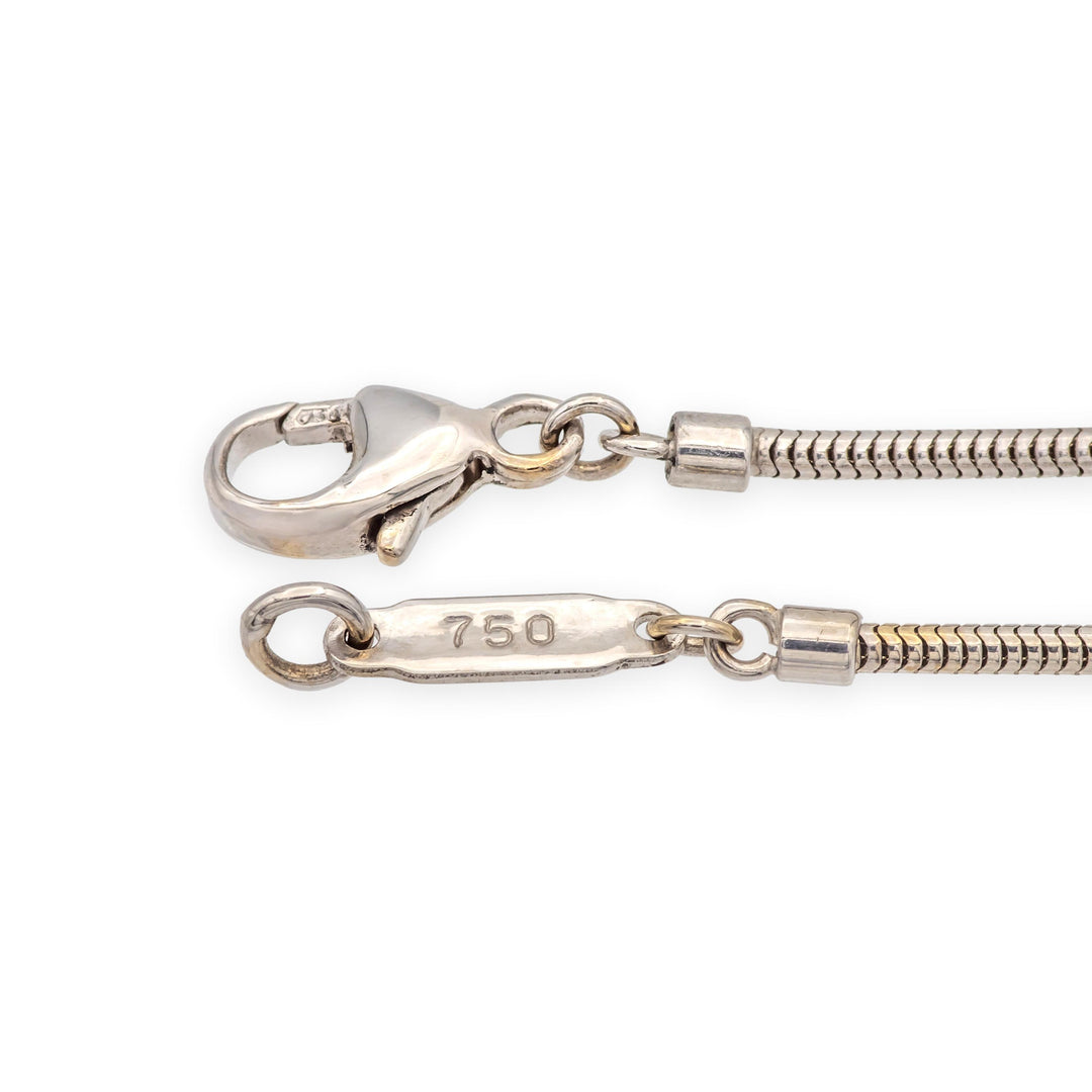 Tiffany & Co Vintage 18K White Gold Feather Pendant 20" Snake Chain Necklace