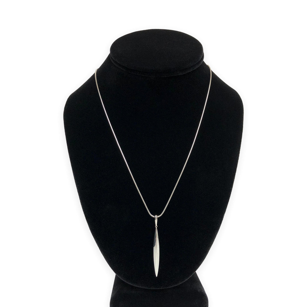 Tiffany & Co Vintage 18K White Gold Feather Pendant 20" Snake Chain Necklace