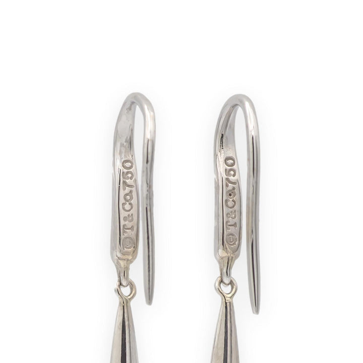 Tiffany & Co. Vintage 18K White Gold Feather Dangle Drop Earrings 2 Inches Long