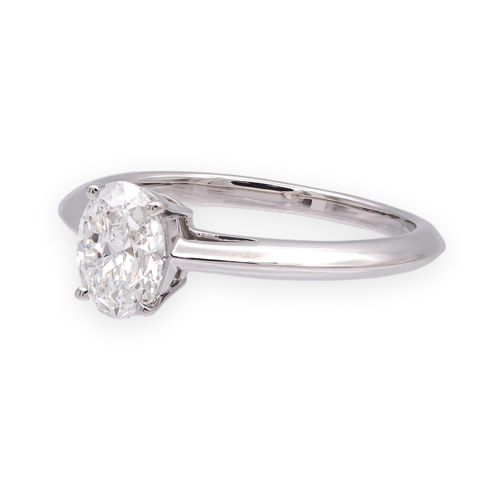 Tiffany & Co. Platinum .95ct E VS2 Oval Diamond Engagement Ring