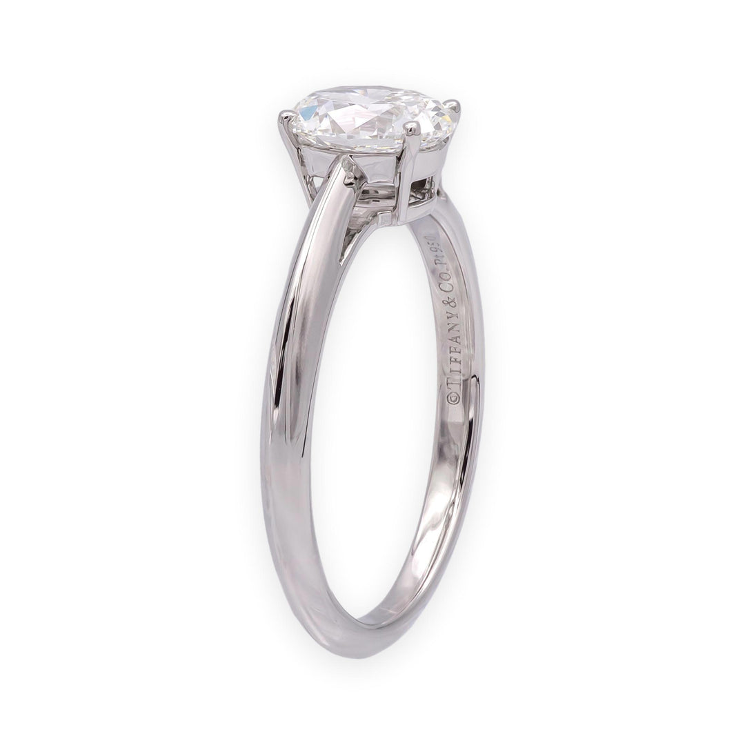 Tiffany & Co. Platinum .95ct E VS2 Oval Diamond Engagement Ring