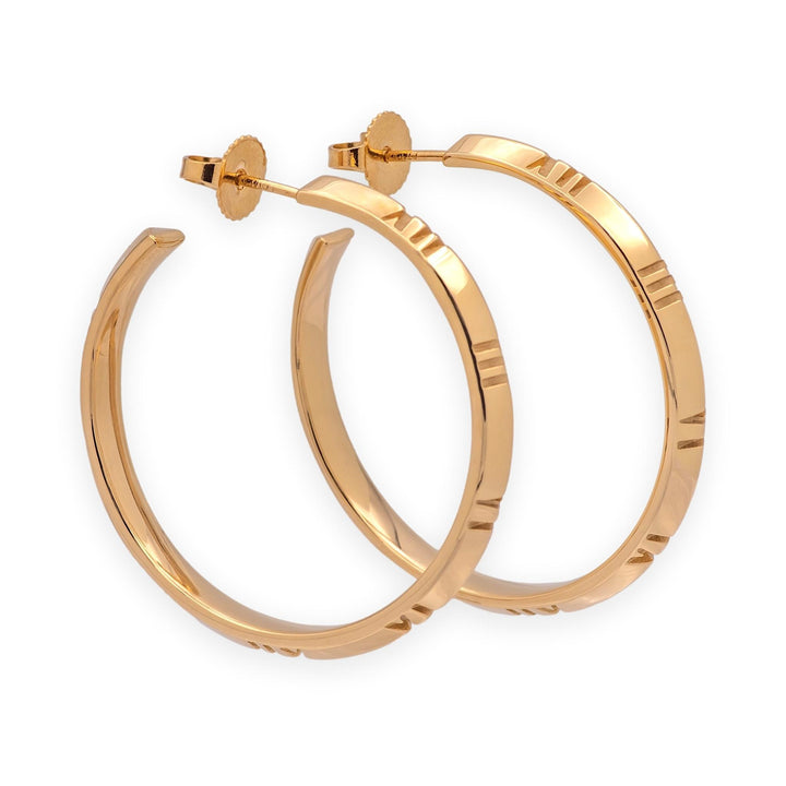 Tiffany & Co. 18K Rose Gold Atlas Large Hoop Earrings 1.25 Inch
