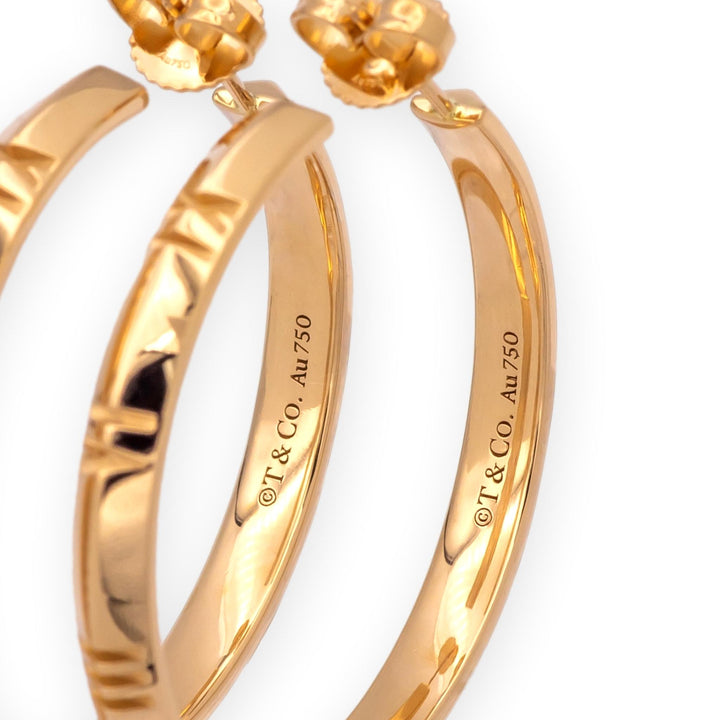 Tiffany & Co. 18K Rose Gold Atlas Large Hoop Earrings 1.25 Inch