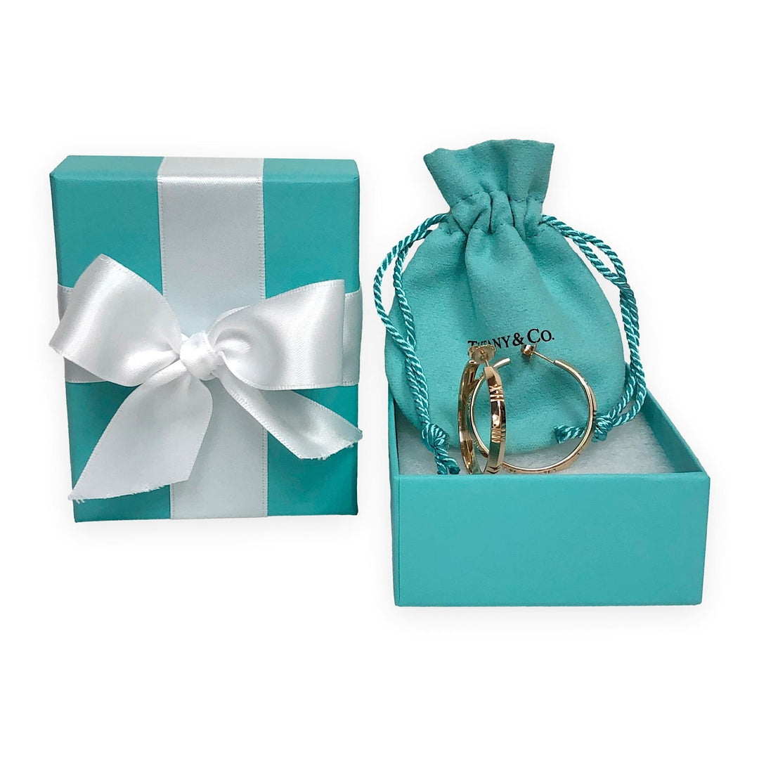 Tiffany & Co. 18K Rose Gold Atlas Large Hoop Earrings 1.25 Inch