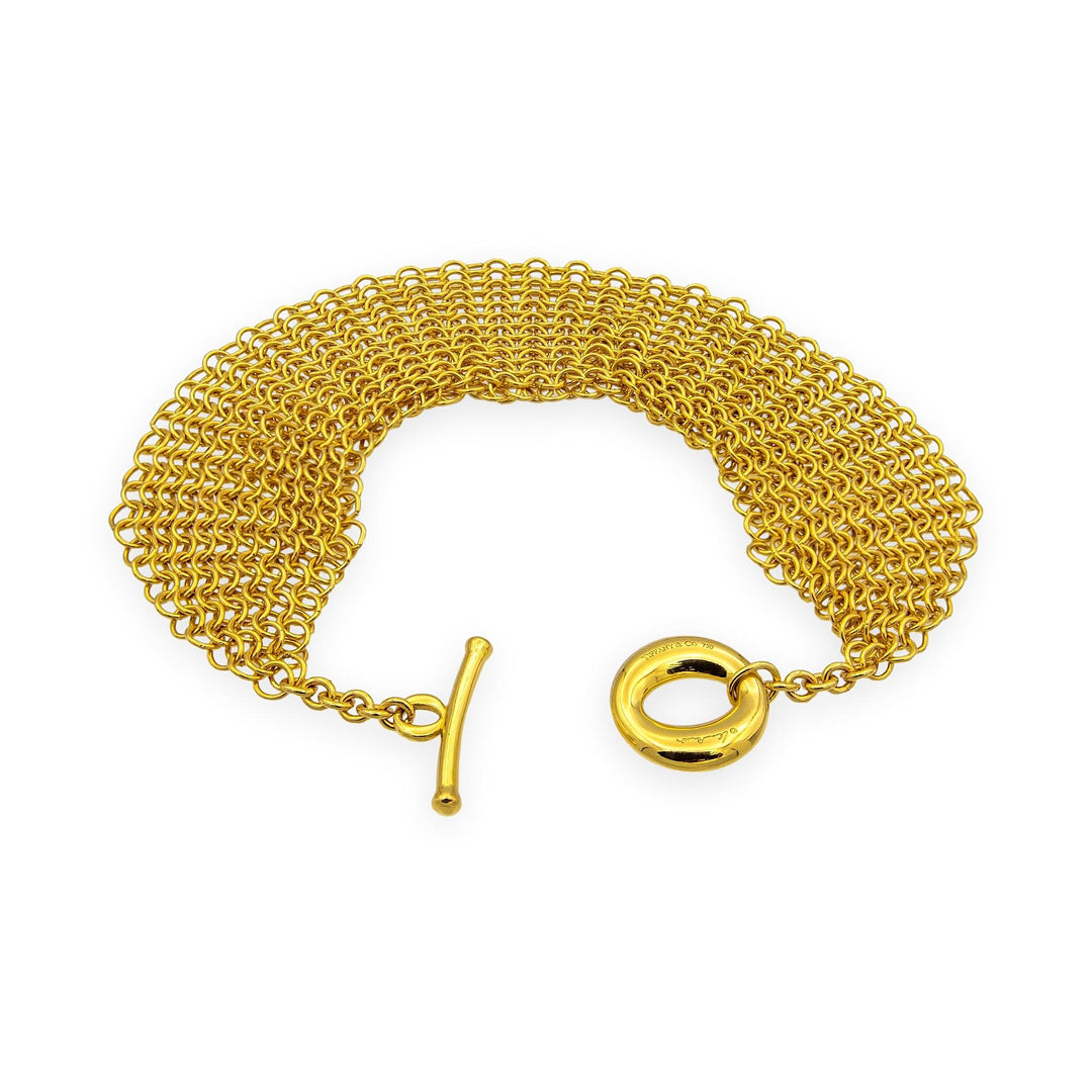 Tiffany & Co. Elsa Peretti Vintage 18K Yellow Gold Mesh Toggle Bracelet 8.5"