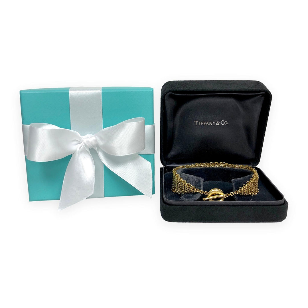 Tiffany & Co. Elsa Peretti Vintage 18K Yellow Gold Mesh Toggle Bracelet 8.5"